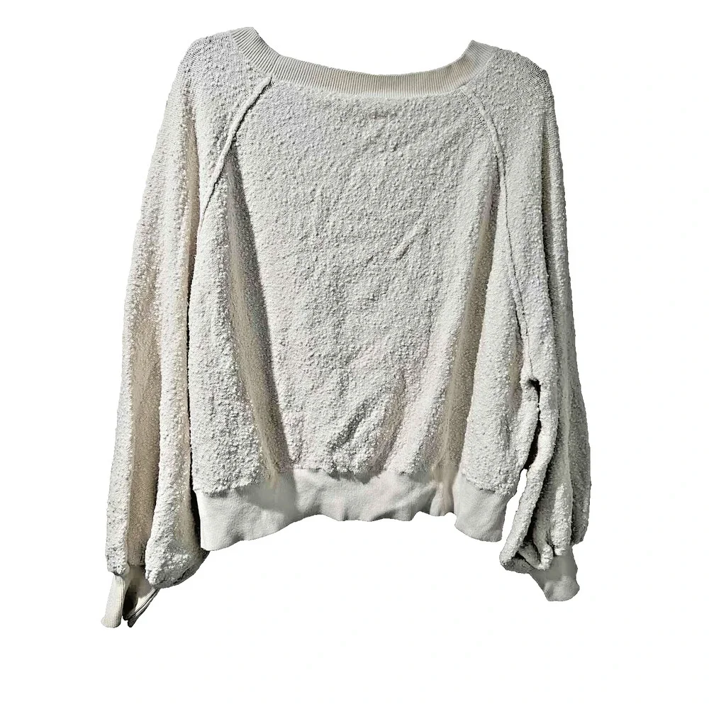Free People Women Found My Friend Pullover Sweater Cream Petite Small A000390